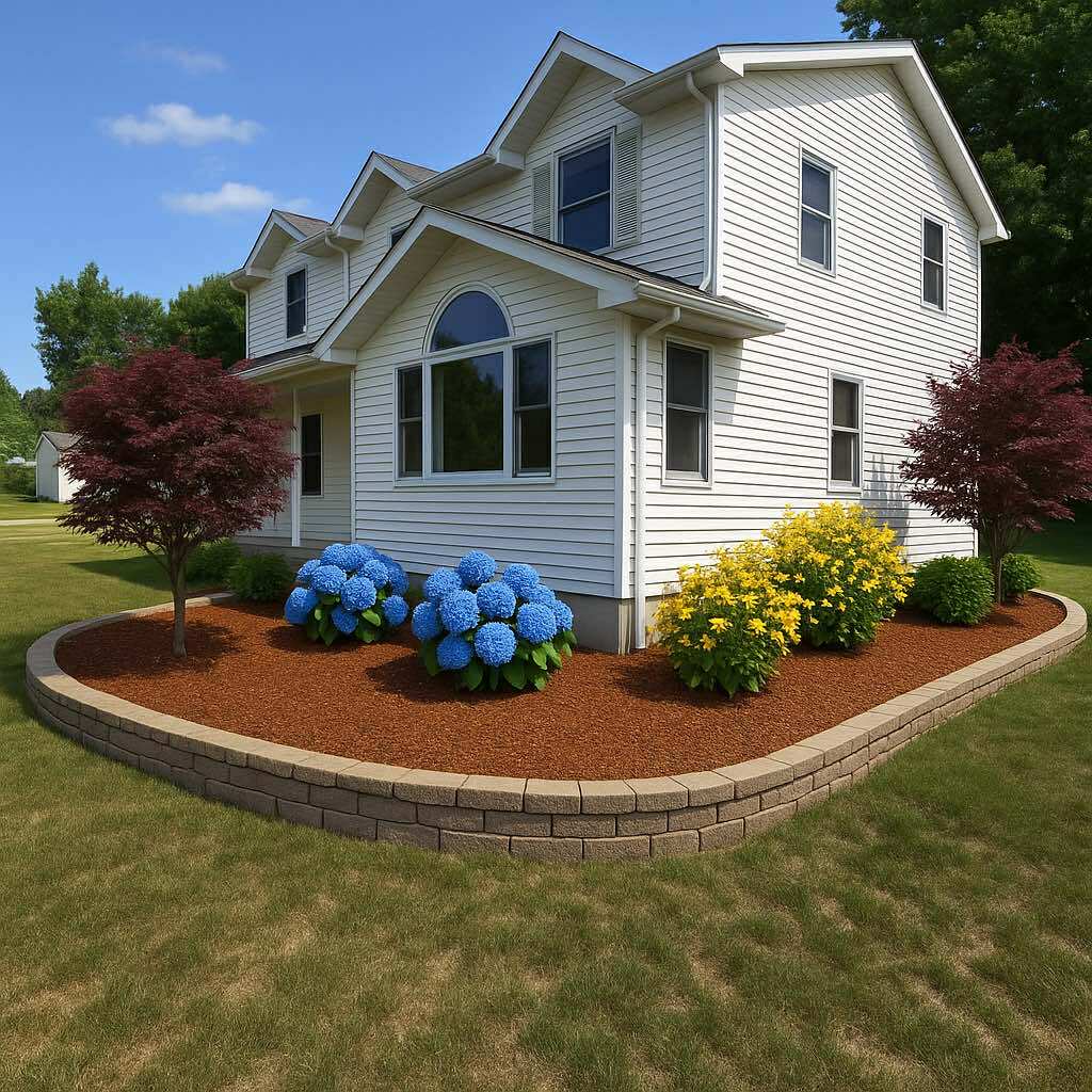 After: Three layer high wall landscaping design